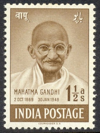 Mahatma Gandhi stamp from India's 1948 mourning issue