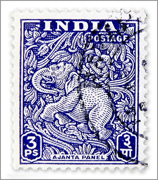 Ajanta Panel stamp from India's 1949 Archaeological definitive series