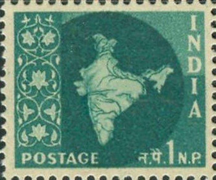 Map of India definitive stamp from 1957